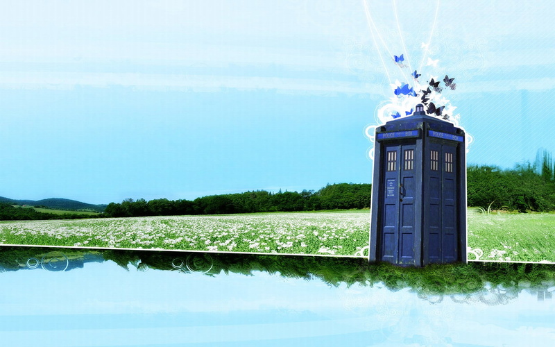 blue, plant, nature, waterfront, payphone, architecture, wooden, building exterior, green color, Doctor Who, day, no people, building, water