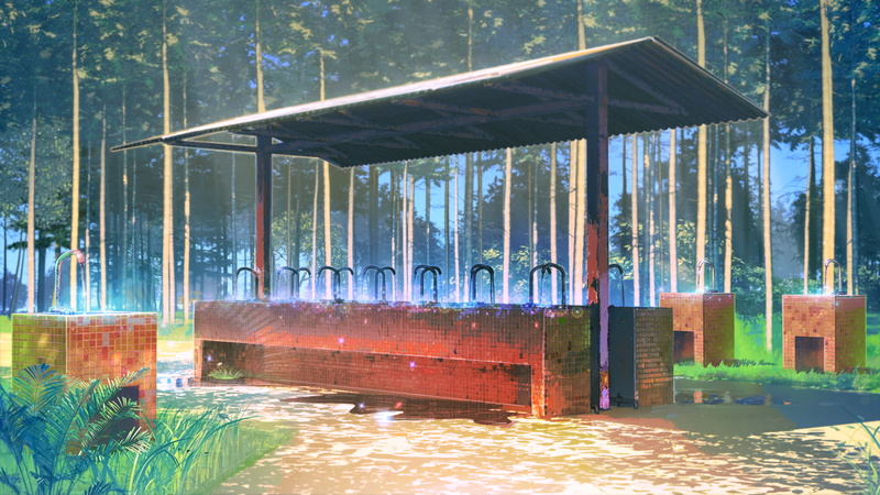 visual novel, trees, tiles, water, Everlasting Summer, drinking fountains, 1080P