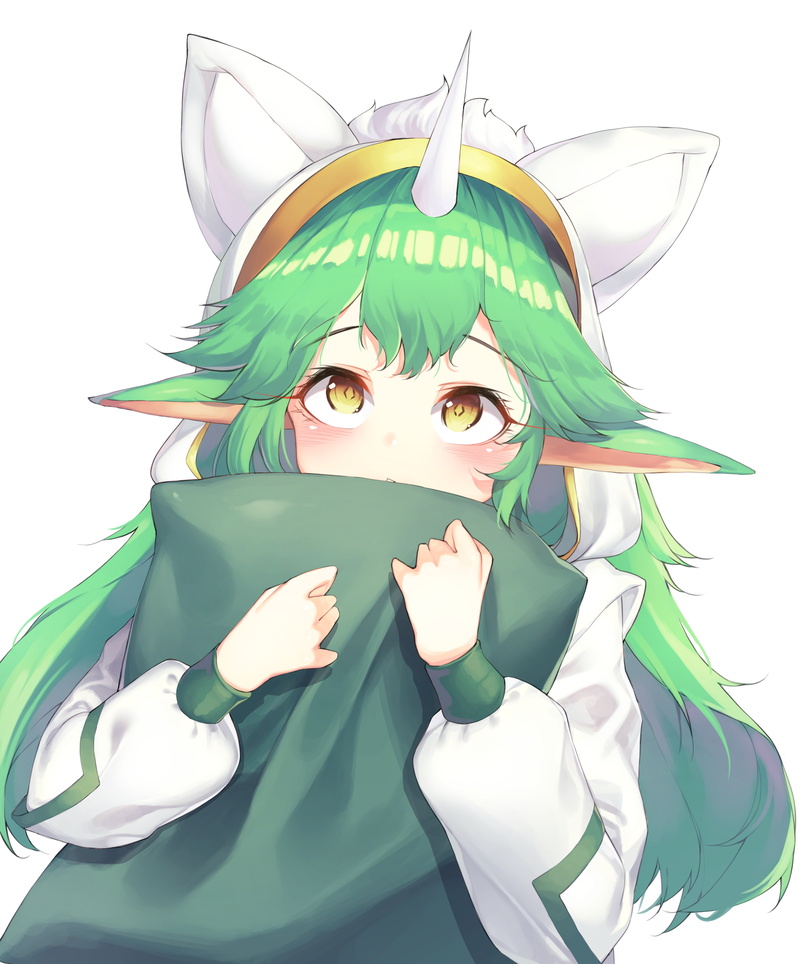 league of legends, 2K, green hair, anime style, animal ears, soraka, Anime