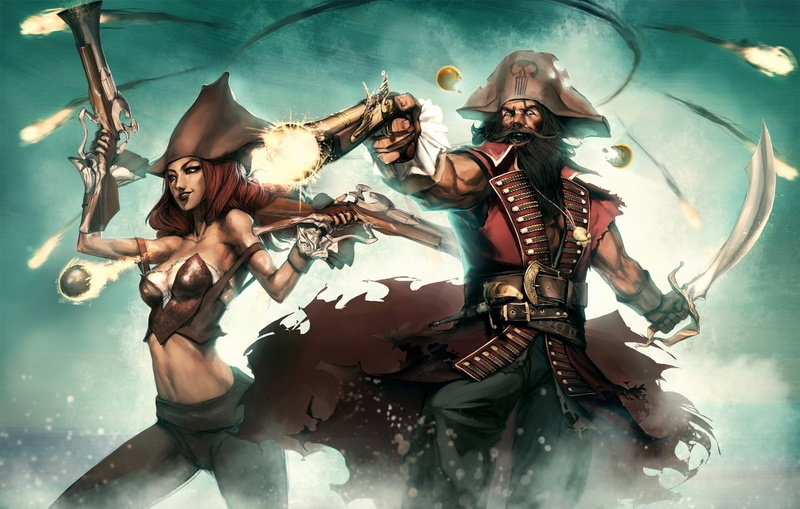 young women, Gangplank, fantasy art, females, female, 1080P, surreal, digital composite, art and craft, clothing, young adult, pirates, male, indoors