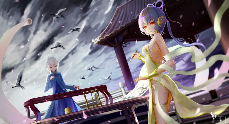 Luo Tianyi, Vocaloid, industry, skill, people, 720P, occupation, low angle view, art and craft, indoors, day, males, mode of transportation, human representation