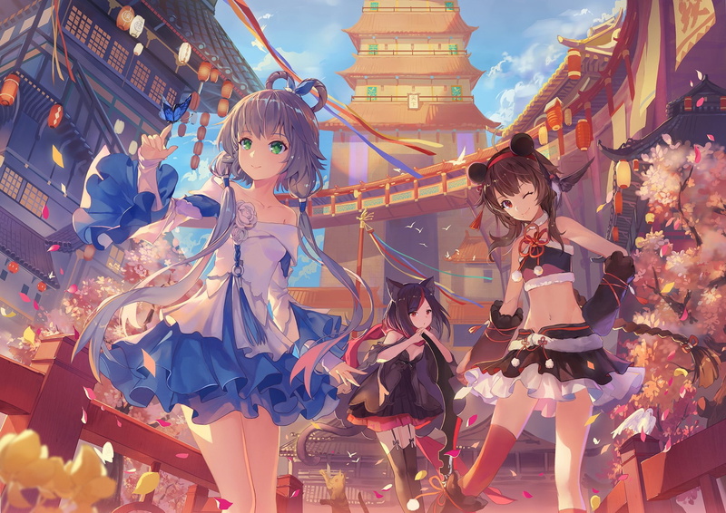 Yuezheng Ling, clothing, architecture, digital composite, real people, building exterior, Vocaloid, art and craft, adult, Luo Tianyi, 720P, Anime, representation