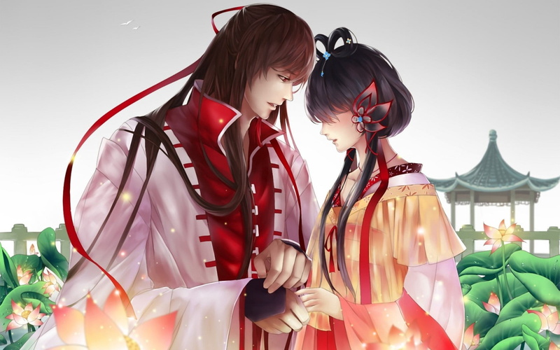 character, boy, bonding, lifestyles, vocaloid, elegance, fashion, anime, adult, front view, asia, casual clothing, people, holding, red, two people, leisure activity