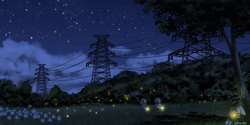 Child, Anime, 1080P, Original, Firefly, Starry Sky