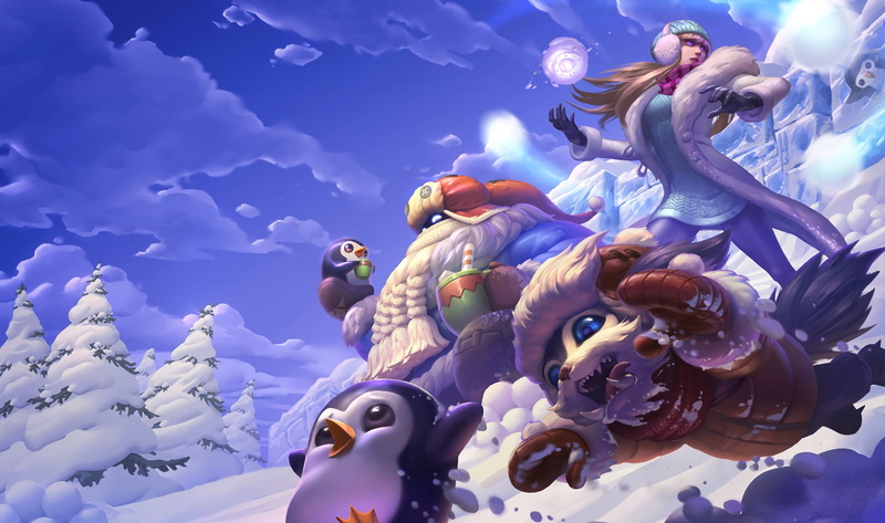 Gnar (League Of Legends), statue, cloud - sky, League Of Legends, Snow, sunlight, blue, nature, low angle view, no people, outdoors, creativity, human representation