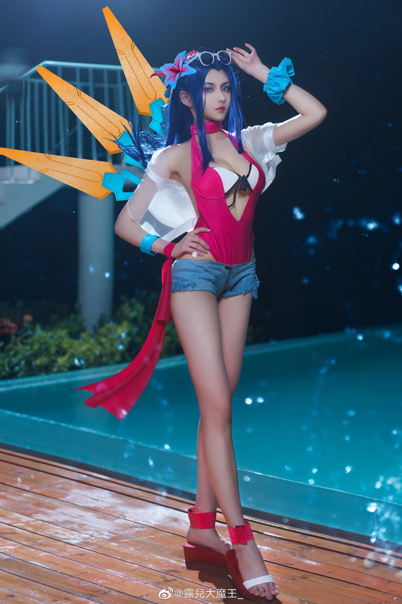 Syndra (League of Legends), women, pool party, cosplay, 4K, League of Legends