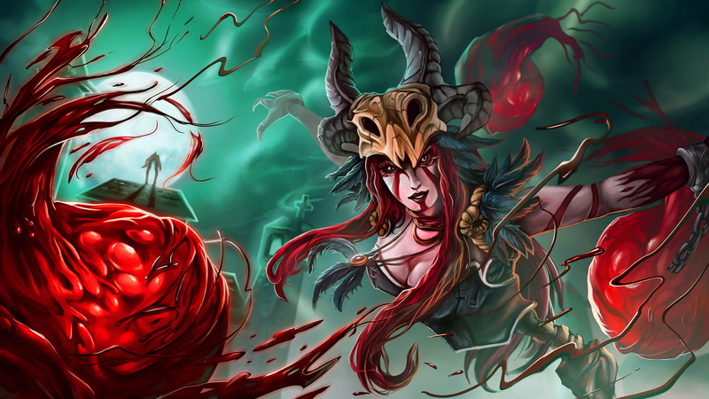 girl, blood, League of Legends, Syndra, Dark Sovereign, 1080P