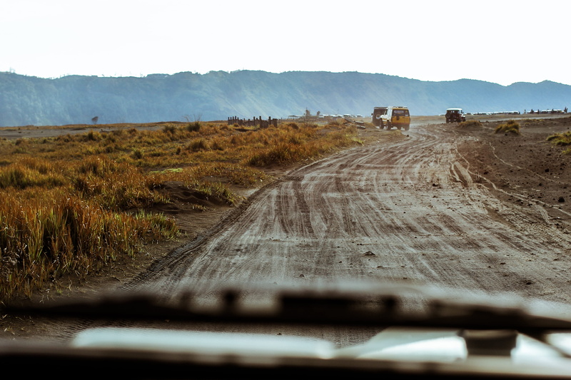 2K, transportation, ground, vehicle interior, mount bromo, vehicle, landscape, land vehicle, land, outdoors, brown, day, mode of transportation, viewing
