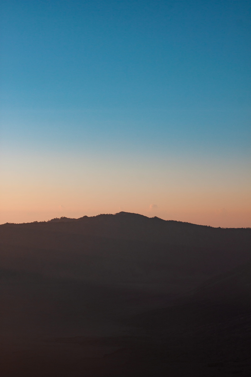 2K, orange color, clear sky, tranquil scene, no people, blue, idyllic, sunshine, mount bromo, environment, non-urban scene, sunset, outdoors, silhouette