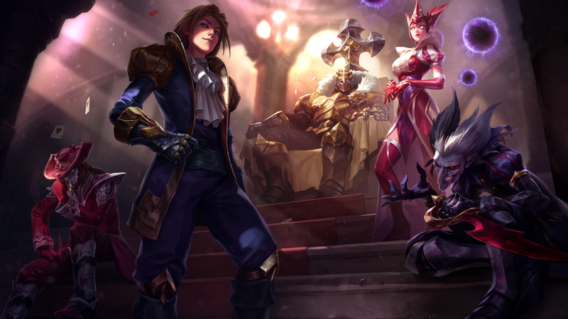 Katarina, legends, 4k, game, 5K, art, PC, 2015, red hair, lol, league, armor, ezreal, sword, night, MOBA, ace, warrior, 5k, screenshot, spades