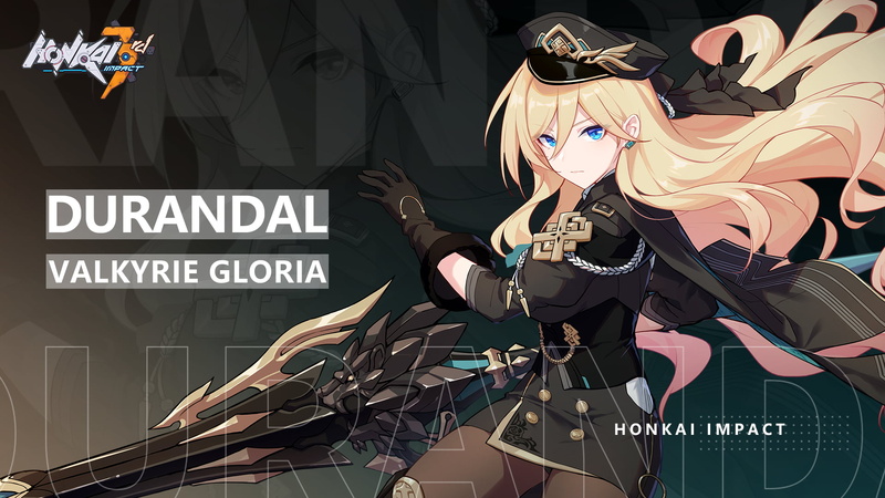 Durandal, Honkai Impact 3rd, blue eyes, 1080P, Honkai Impact, video games, weapon, artwork, blonde, anime girls, long hair, digital art
