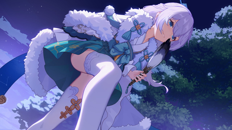 Honkai Impact, anime girls, blue eyes, digital art, 1080P, tights, video games, Honkai Impact 3rd, white hair, artwork, long hair