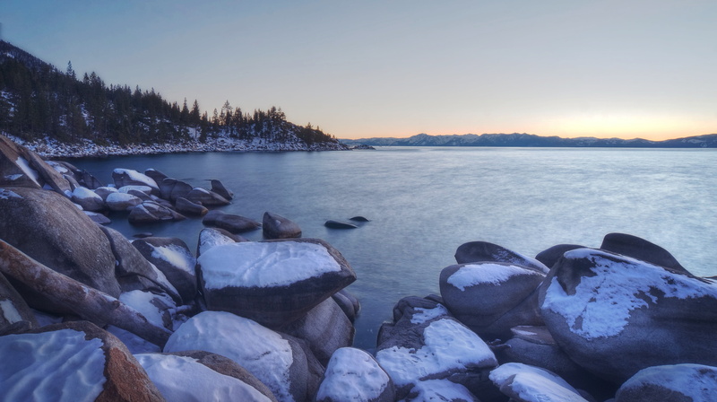 NEX-6, SEL-P1650, Calm, Photomatix, black, sunset, snow, outdoors, vista, long exposure, 5K, rock - Object, mountain, sky, stones, winter, vista point