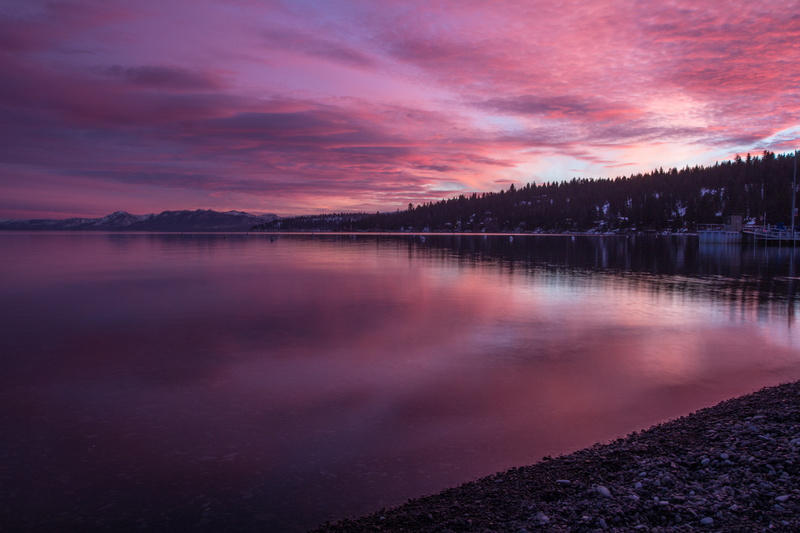 sunset, 5K, Tahoe City, lake Tahoe, California, shore, clouds, USA, forest, nature