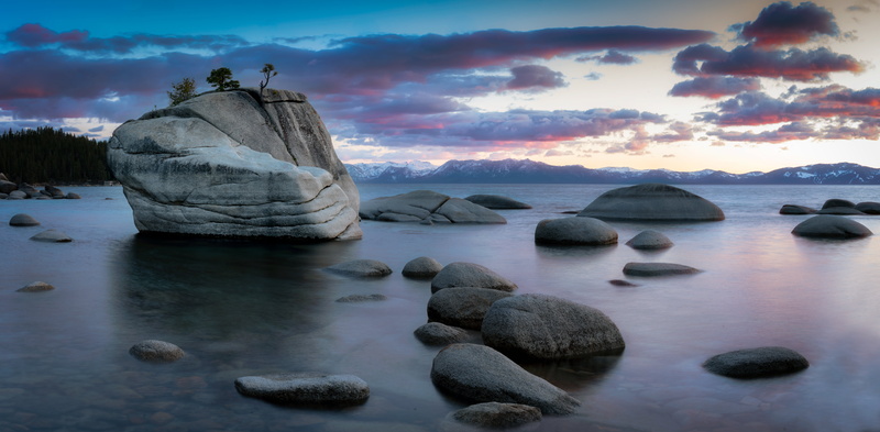 sea, outdoors, scenics, Lake Tahoe, nature, 8K, Bonsai, Clouds, landscape, sky, American West, body, rocks, Rock  Lake, beach, scenery, Panorama, body of water
