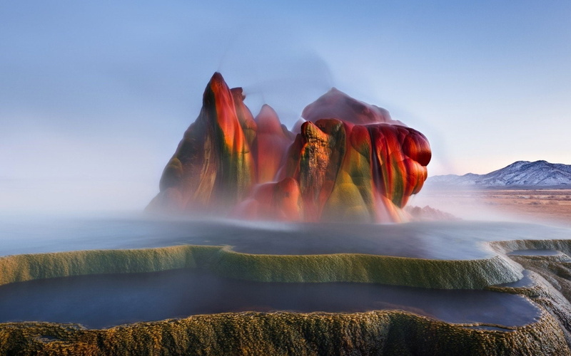 Nevada, Rock, Walshou, Geyser, Earth, 1080P, Fly Geyser, Colors