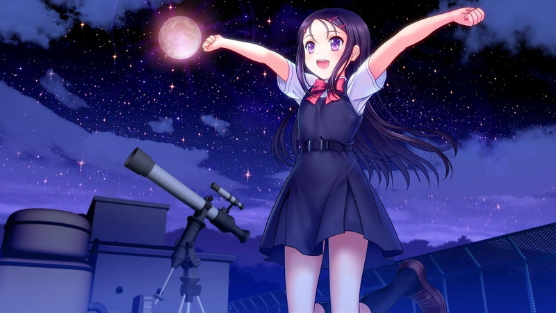moon, 1080P, Anime, stars, charlotte, otosaka ayumi, rooftop