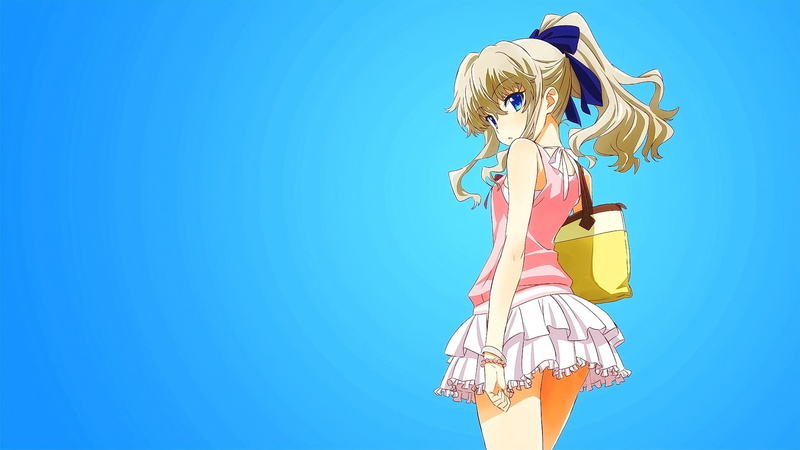 one person, hairstyle, fashion, beautiful woman, nature, Charlotte (anime), clothing, real people, blue, beauty, anime, copy space, adult, sunlight, hair