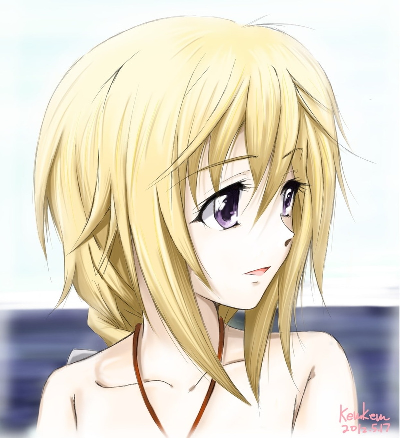 lifestyles, looking at camera, Infinite Stratos, 720P, young women, adult, women, Dunois Charlotte, anime girls, blond hair, beautiful woman, one person