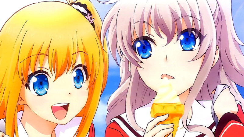 silver hair, 1080P, blonde, anime, Nishimori Yusa, ice cream, Charlotte (anime), anime girls, Tomori Nao