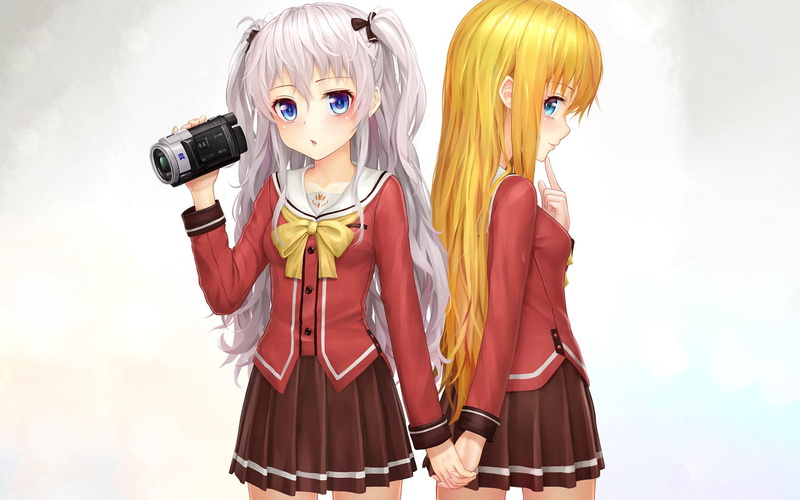 beauty, waist up, toy, standing, blond hair, Smile, Nao Tomori, representation, clothing, hair, 1080P, costume, people, Charlotte (Anime), beautiful woman