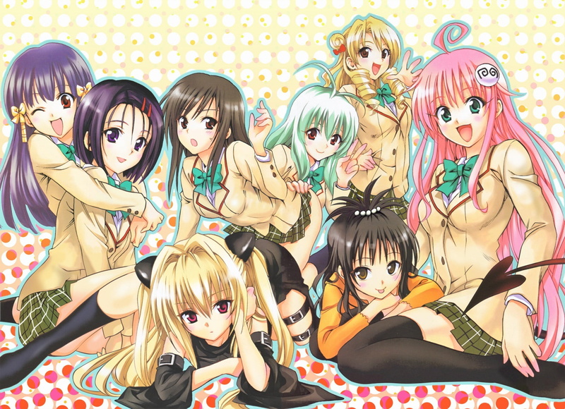 school uniform, people, Sairenji Haruna, female likeness, hair, multi colored, hairstyle, blonde, looking at camera, females, Yuuki Mikan, women, girls