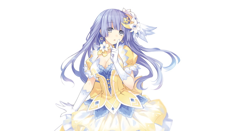 costume, Anime, gloves, dress, hair, hairstyle, indoors, yellow, white background, cut out, front view, beauty, date a live, close-up, women, izayoi miku