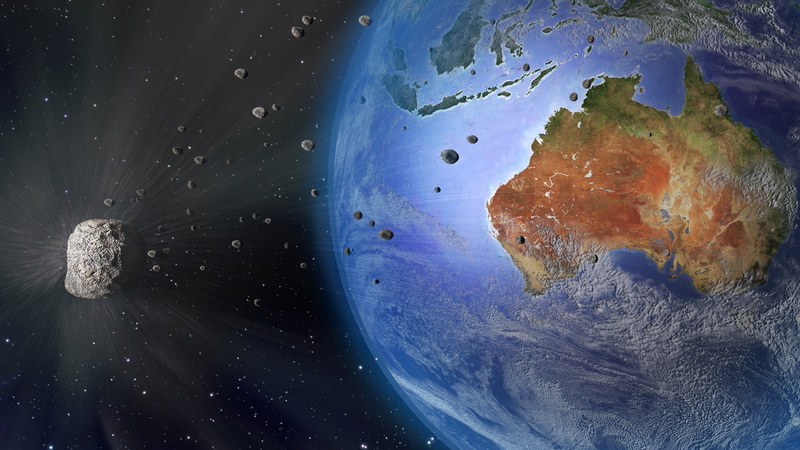 4K, outer, Earth, Australia, Space, Meteorite, illustration