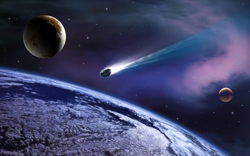 Hit, blue, 1080P, Planet, photo, white, Meteor, meteorite