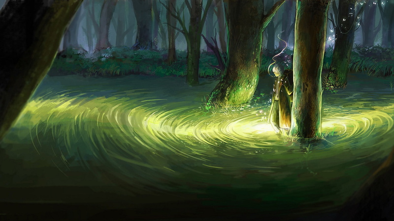 smoking, backpacks, Ginko (Mushishi), natural light, anime, deep forest, short hair, forest, Mushishi, 1080P, swamp, white hair, trees