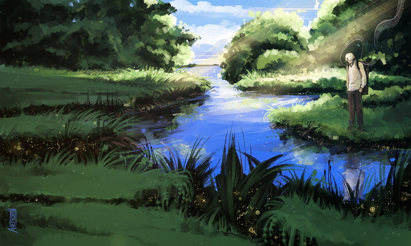 Ginko (Mushishi), 1080P, Mushishi, artwork, Aenami