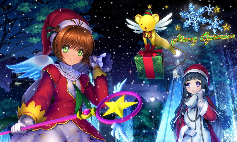 720P, Sakura Kinomoto, Anime, Tomoyo Daidouji, Christmas, Merry Christmas, Keroberos (Card Captor Sakura), Cardcaptor Sakura