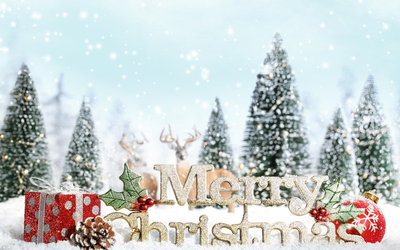 merry, new, snowflake, christmas, tree, hd, background, 2K, year