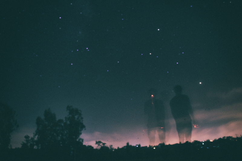 plant, leisure activity, 5K, trees, shadow, tree, togetherness, standing, constellation, land, nature, silhouette, milky Way, stars, star - Space, grass