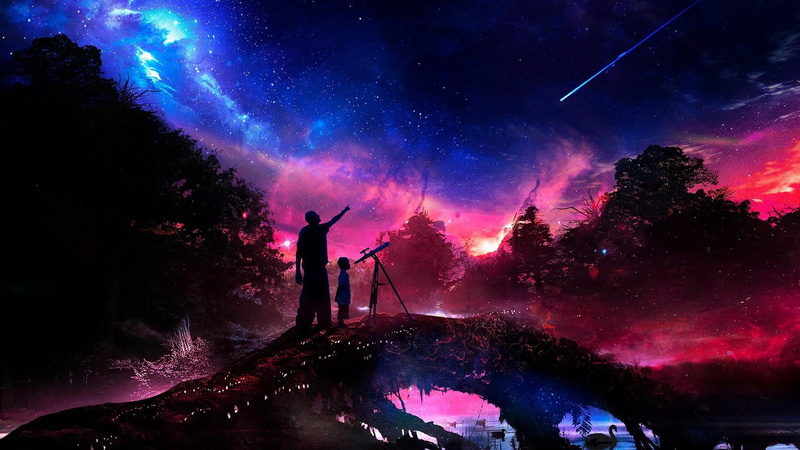 starry, night sky, shooting star, illuminated, star, starry night, phenomenon, human arm, fantasy art, night, starry sky, milky way, men, atmosphere, nature