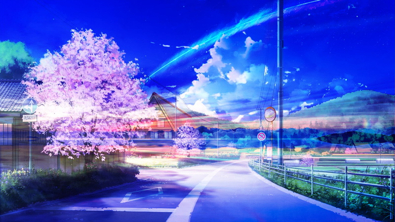 Shooting Star, 1080P, Original, Sakura Blossom, Fantasy, Anime