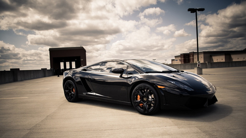 mode of transportation, wealth, car, architecture, Lamborghini, motor vehicle, nature, 1080P, black, coupe, street, land vehicle, sports car, built structure