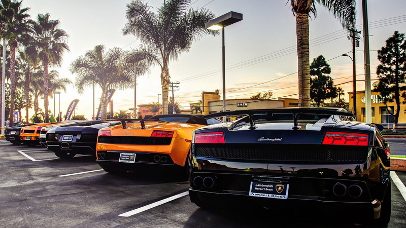 parking lot, Super Car, Lamborghini Gallardo, Lamborghini Aventador, car, Lamborghini, Lamborghini Murcielago, 1080P