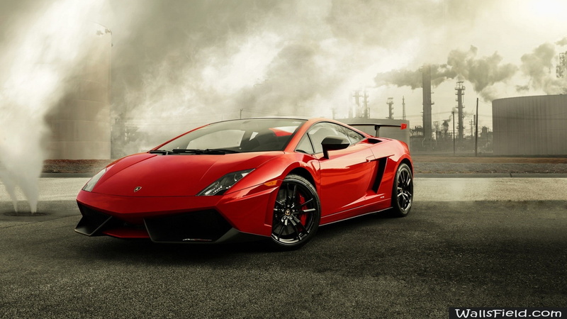 luxury, Lamborghini Gallardo, outdoors, motor vehicle, smoke - physical structure, on the move, no people, road, mode of transportation, red, land vehicle