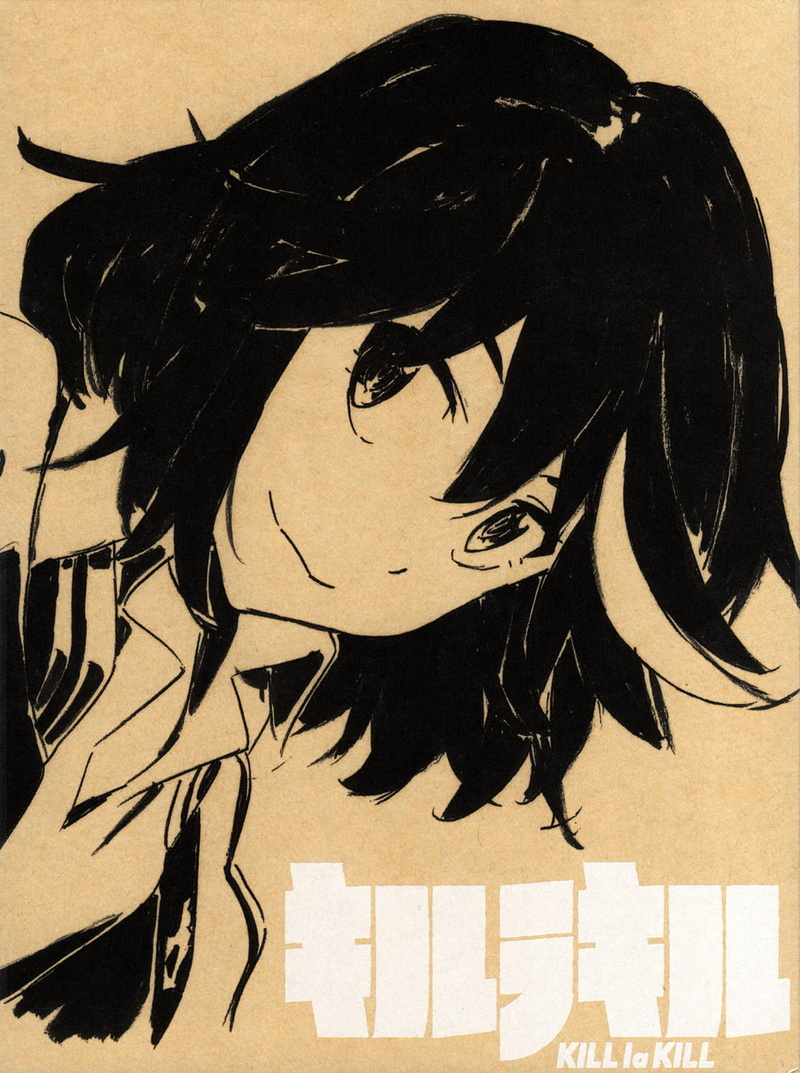 multi-colored hair, looking at viewer, 720P, anime girls, Matoi Ryuuko, simple background, Kill la Kill, fan art, short hair, black hair, smiling, vertical