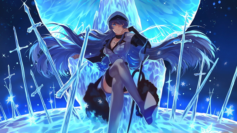 1080P, Esdeath (Akame Ga Kill!), blue hair, looking at viewer