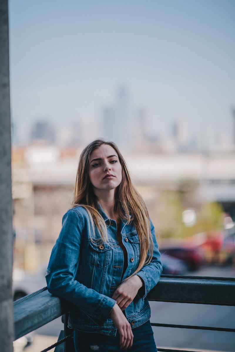 long hair, brunette, rad, concrete, beauty, blonde, female, full frame, lifestyles, caucasian, denim, photo, front view, hair, outdoors, casual clothing