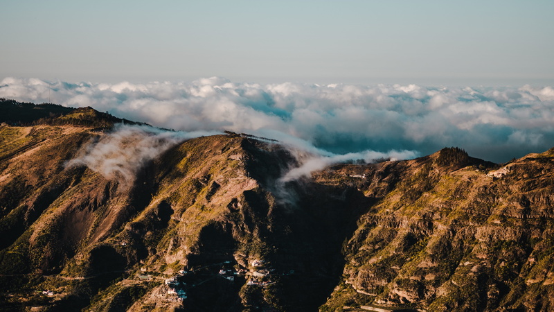 idyllic, tranquil scene, no people, canary, mountains, roque, day, power in nature, remote, travel destinations, nublo, spain, clouds, non-urban scene