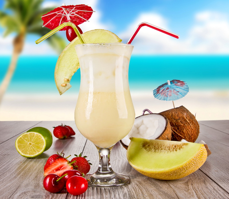 sea, straw, nature, clear, melon, strawberry, 2K, freshness, lemon, drinking glass, Palma, tube, lime, cocktail, coconut, refreshment, juice, healthy eating