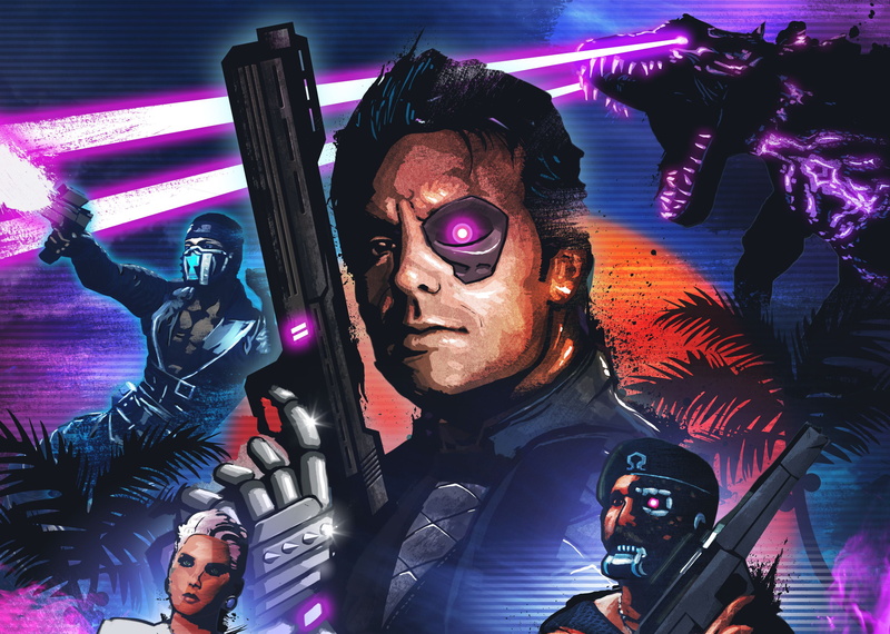 girl, Rex Colt, arts culture and entertainment, weapon, cyborgs, 2K, Omega Force, Blaster, night, blue, indoors, nightlife, evil, nightclub, men, halloween