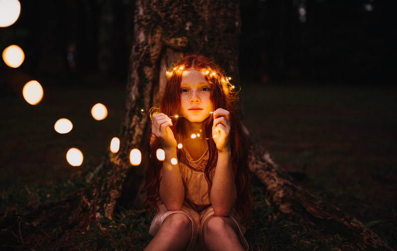 long hair, focus, hair, nature, childhood, depth of field, tree, pretty, contemplation, sitting, kid, hands, looking at camera, photoshoot, women, one person