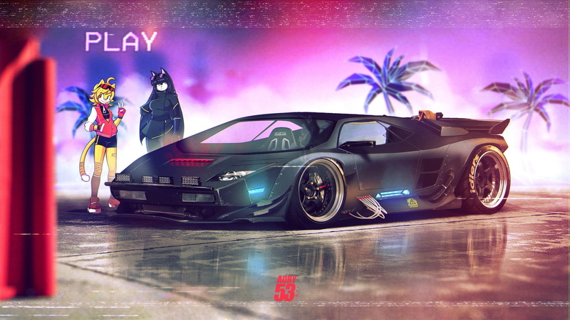 car, neon, 1080P, digital art, vaporwave, Wiegert, vehicle