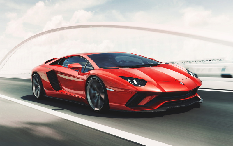 motor vehicle, close-up, road, street, vehicle, red, Lamborghini Aventador, outdoors, blurred motion, transportation, mode of transportation, motion, sky