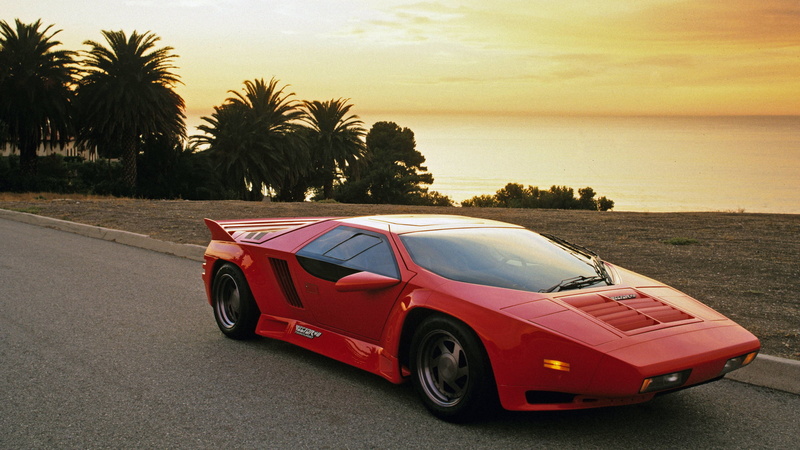 Vector W8, red cars, 80s cars, sunset, palm trees, 2K, Vector Aeromotive, supercars