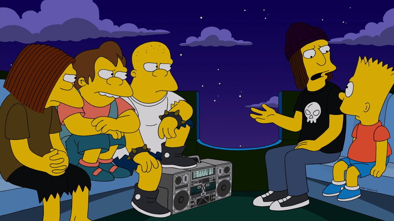 people, mural, nature, 1080P, Bart Simpson, animal wildlife, sky, The Simpsons, cartoon, vertebrate, night, poisonous, mammal, adult, transportation, simpson